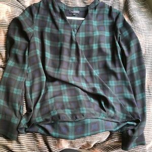 Patterned Green, Blue and Black Blouse